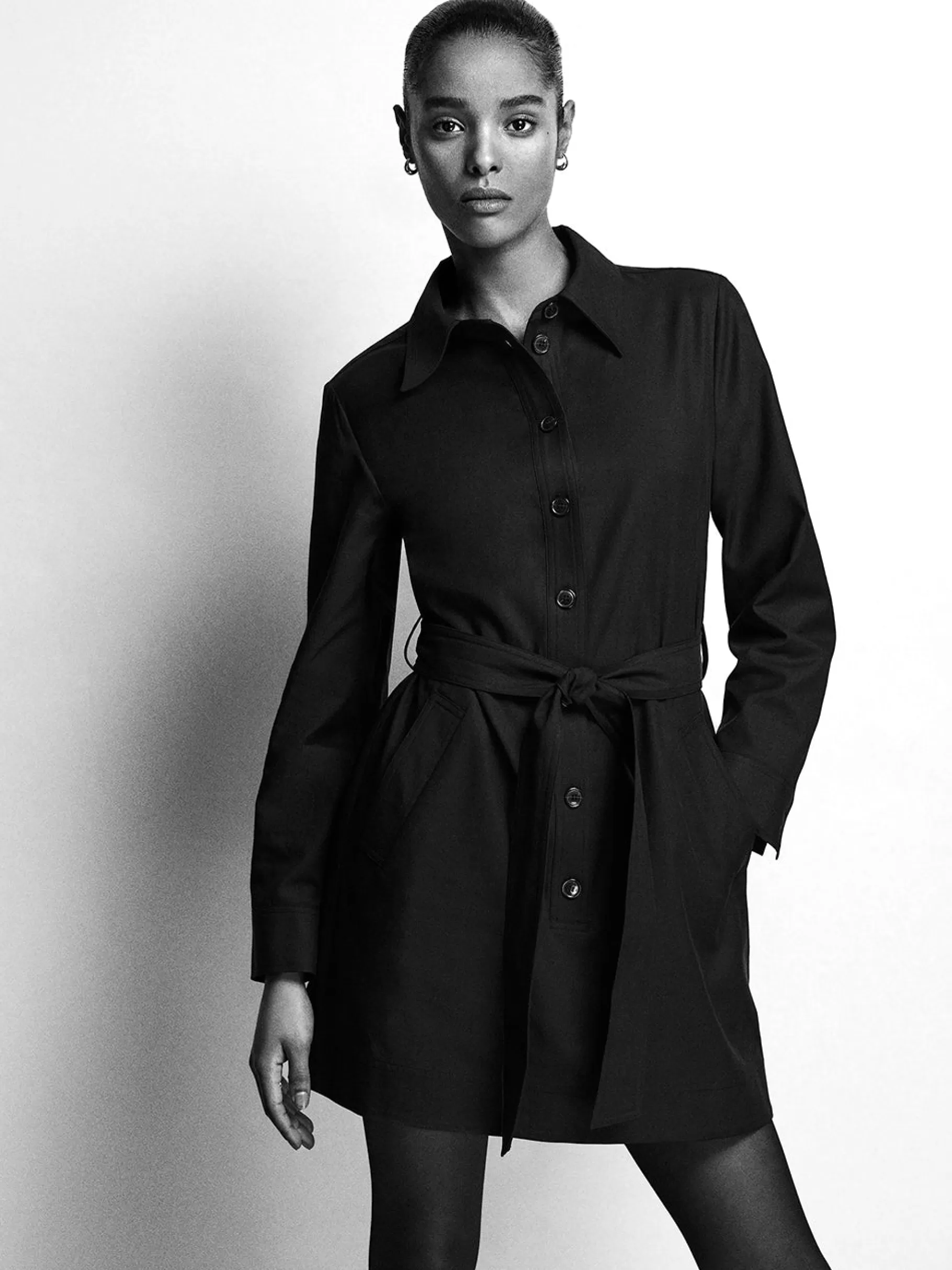 Dresses & Jumpsuits*FRAME Belted Trench Long Sleeve Dress in Black