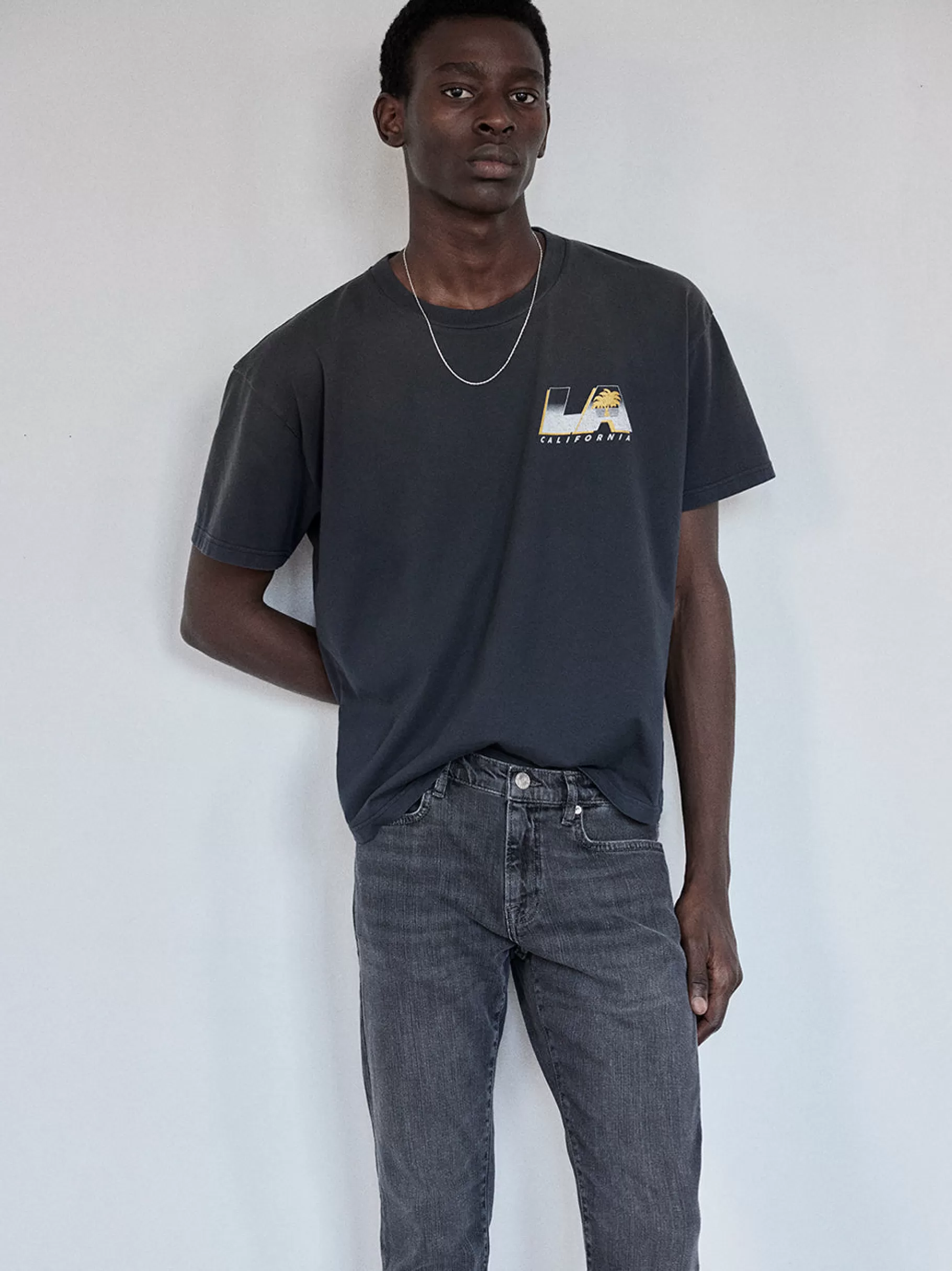 Tees & Polos*FRAME Boxy Vintage Print Tee in Washed Black Washedblack