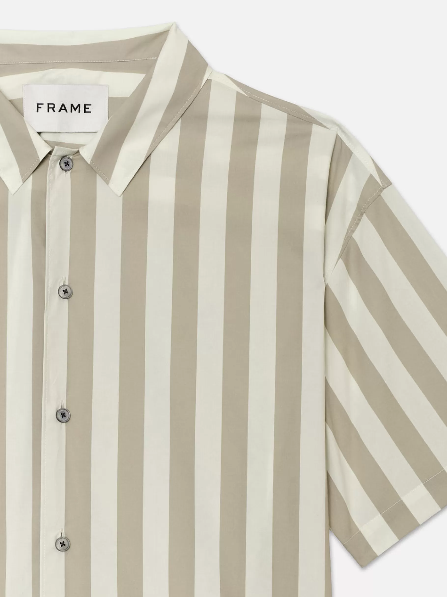 Shirts*FRAME Camp Collar Shirt in Smoke Beige Stripe Smokebeigestripe