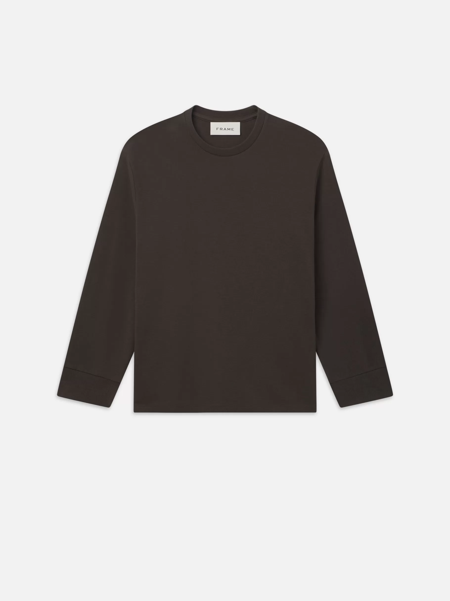 Tees & Polos*FRAME Duo Fold Long Sleeve Crew in Dark Taupe Darktaupe