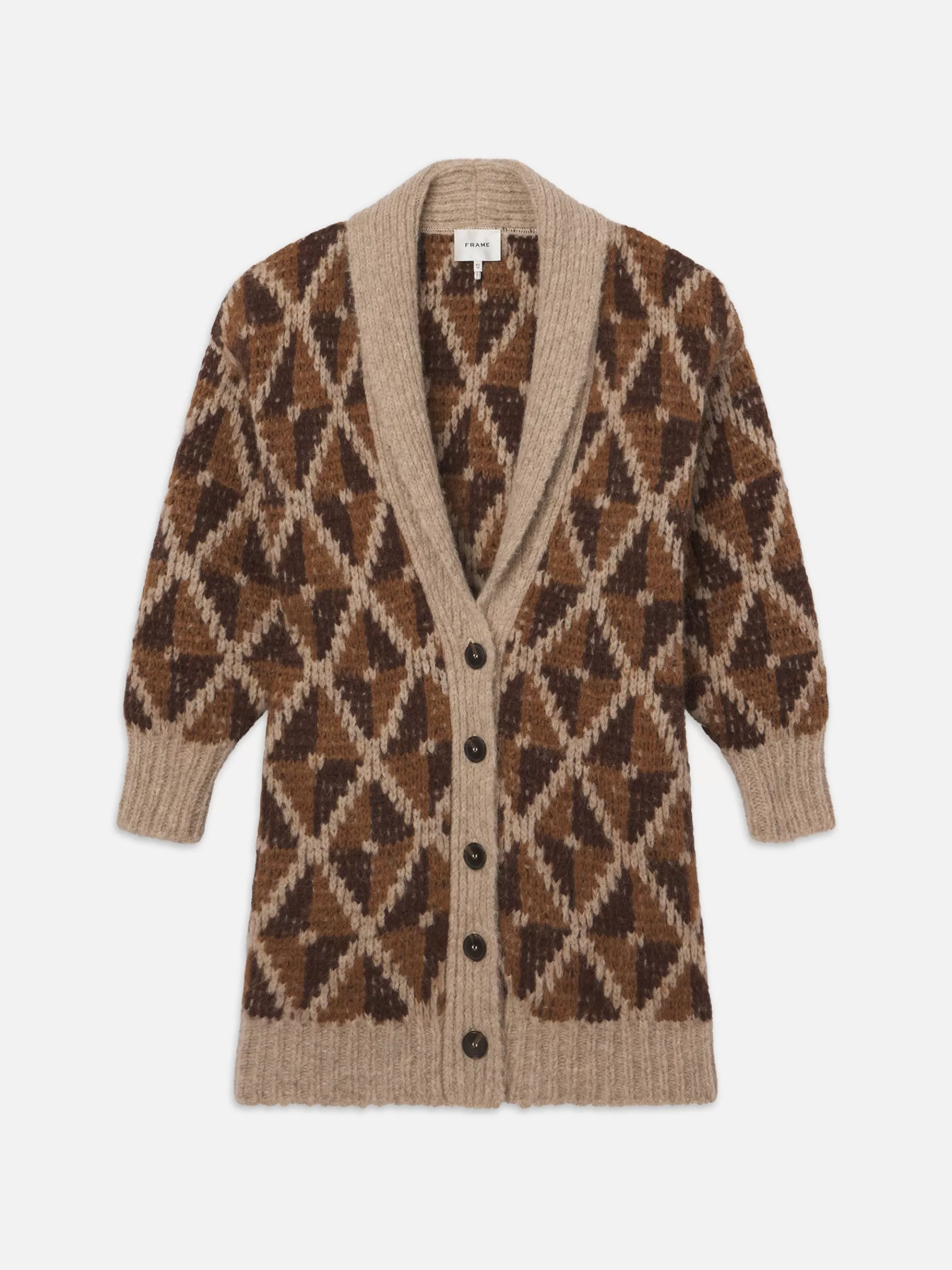 Sweaters*FRAME Grandfather Shawl Cardi in Cream Multi Creammulti