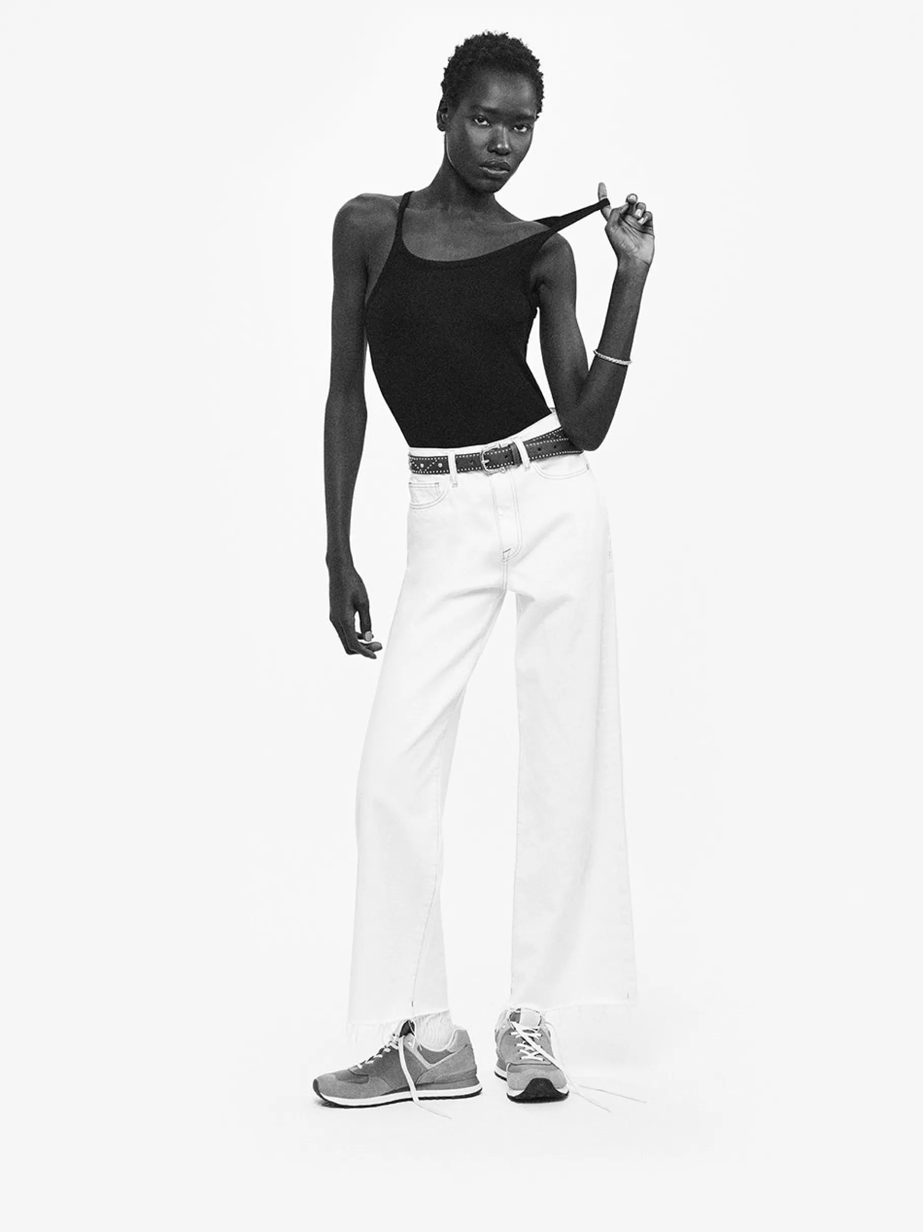 Wide Leg*FRAME Le Jane Wide Crop Raw Fray in Au Natural Clean Aunaturalclean