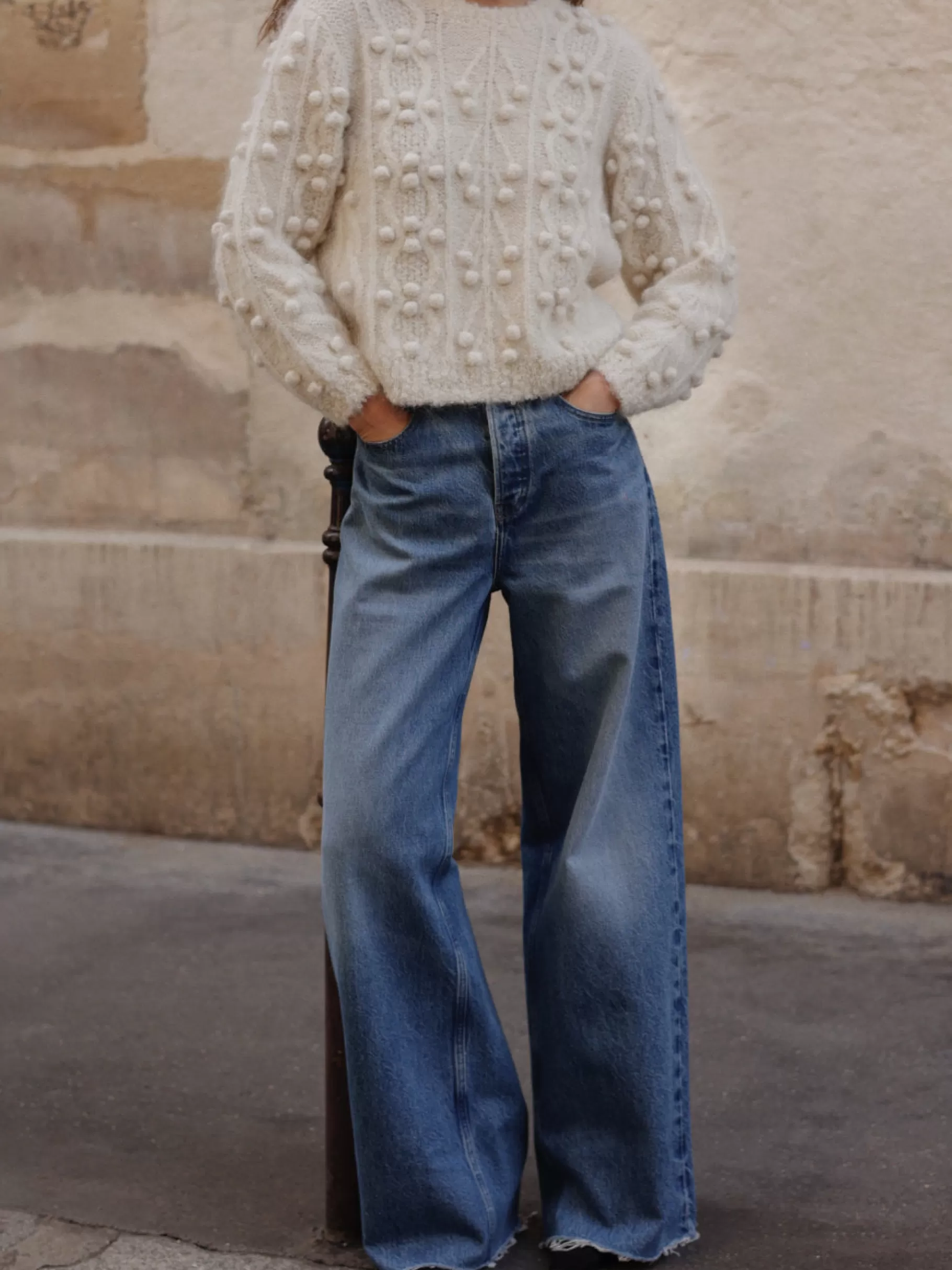 Wide Leg*FRAME Le Low Baggy Wide Leg Cut Off in Crosbie