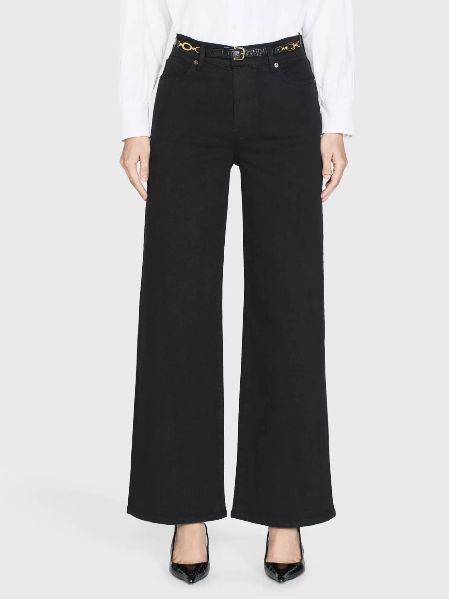 Wide Leg*FRAME Le Slim Palazzo in Black