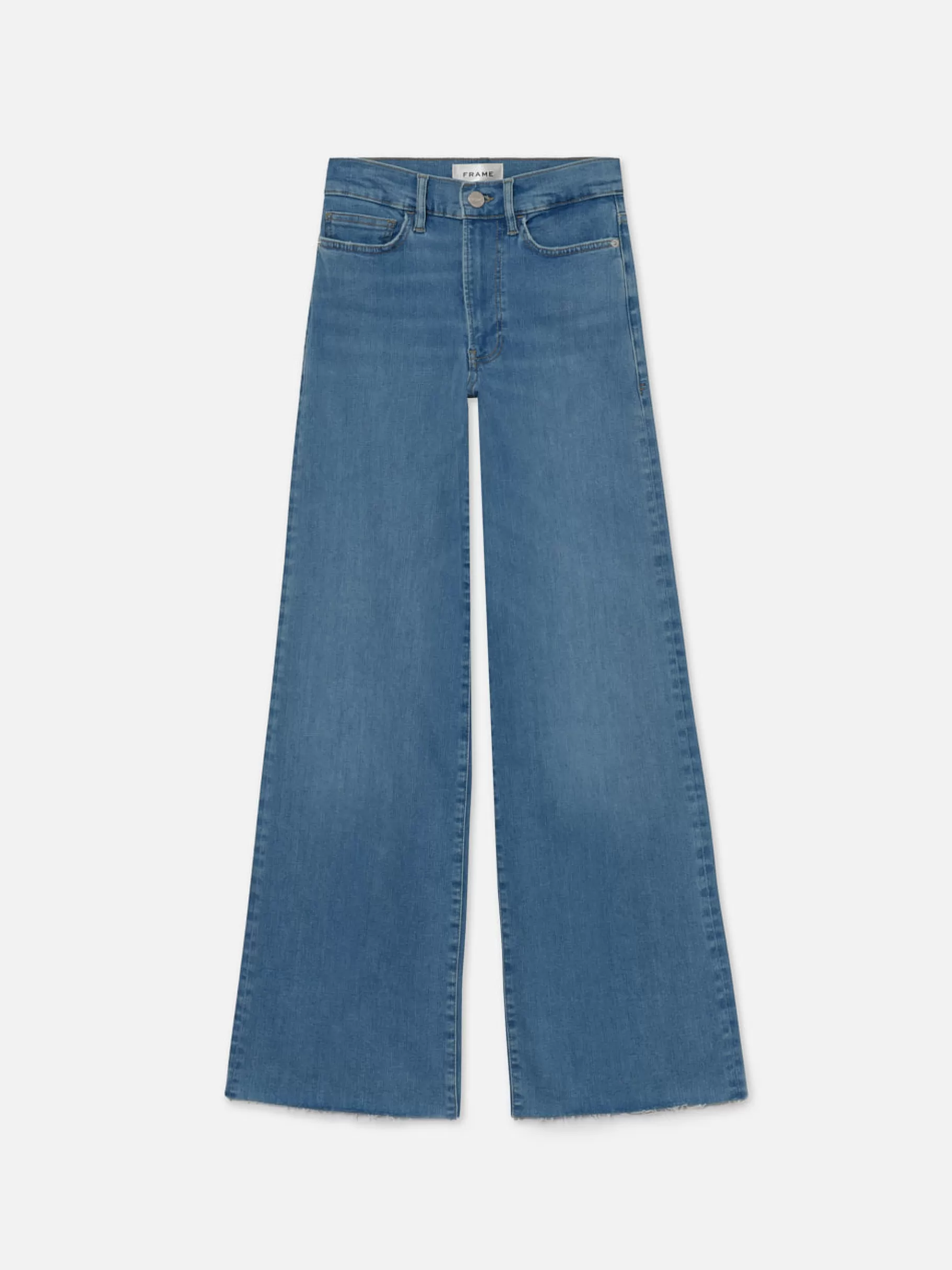 Wide Leg*FRAME Le Slim Palazzo Raw Fray in Clearwater