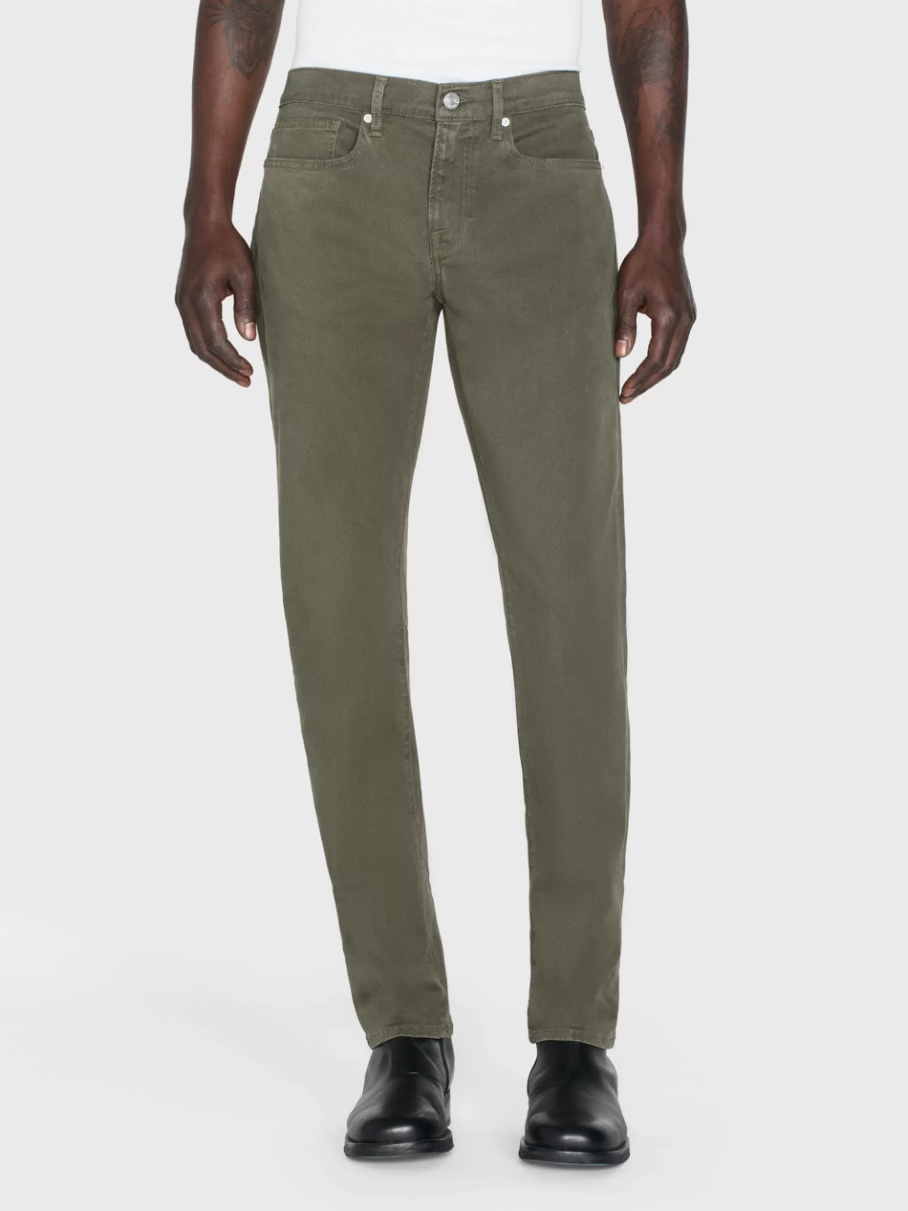 Slim*FRAME L'Homme Slim Brushed Twill in Dark Olive Darkolive
