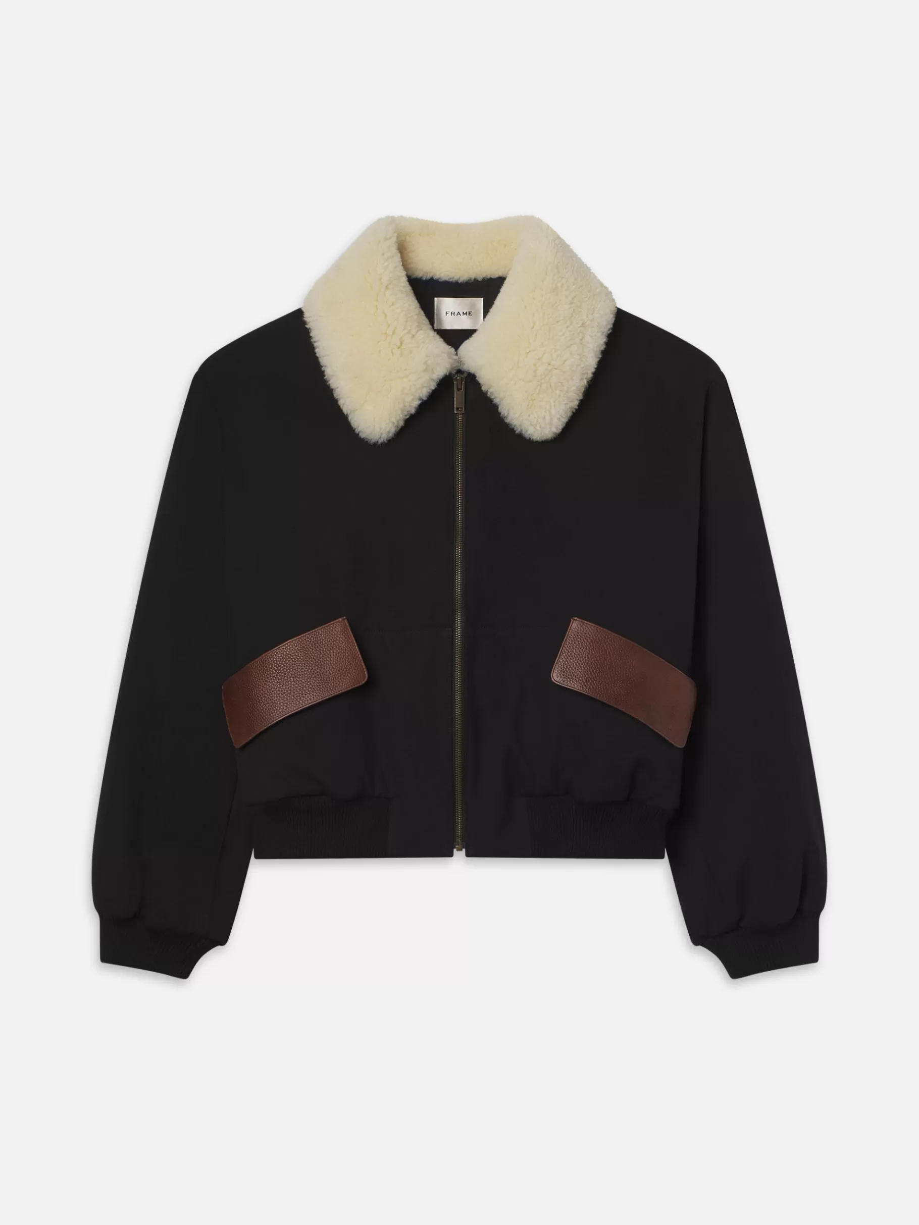 Jackets & Coats*FRAME Mixed Leather Bomber in Black