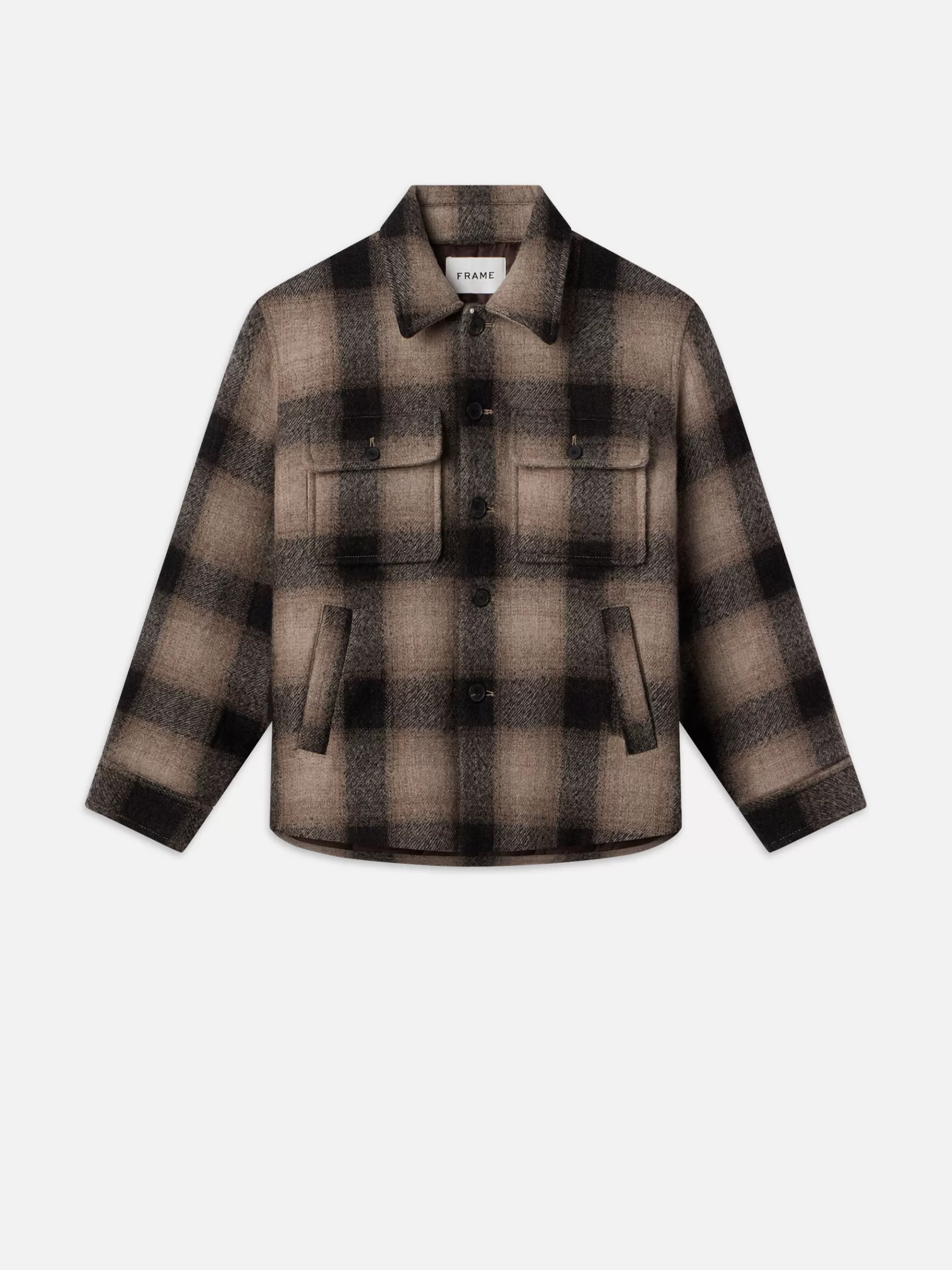 Jackets & Coats*FRAME Padded Plaid Shirt Jacket in Brown Plaid Brownplaid