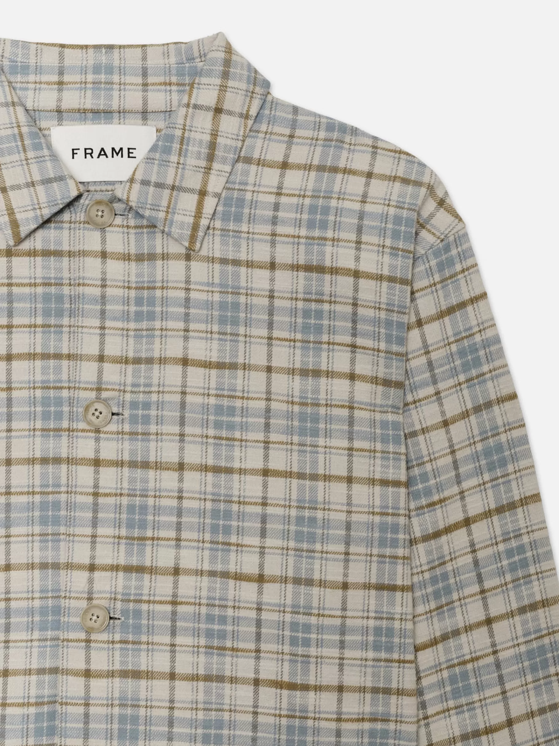 Jackets & Coats*FRAME Relaxed Plaid Shirt Jacket in Light Blue Plaid Lightblueplaid