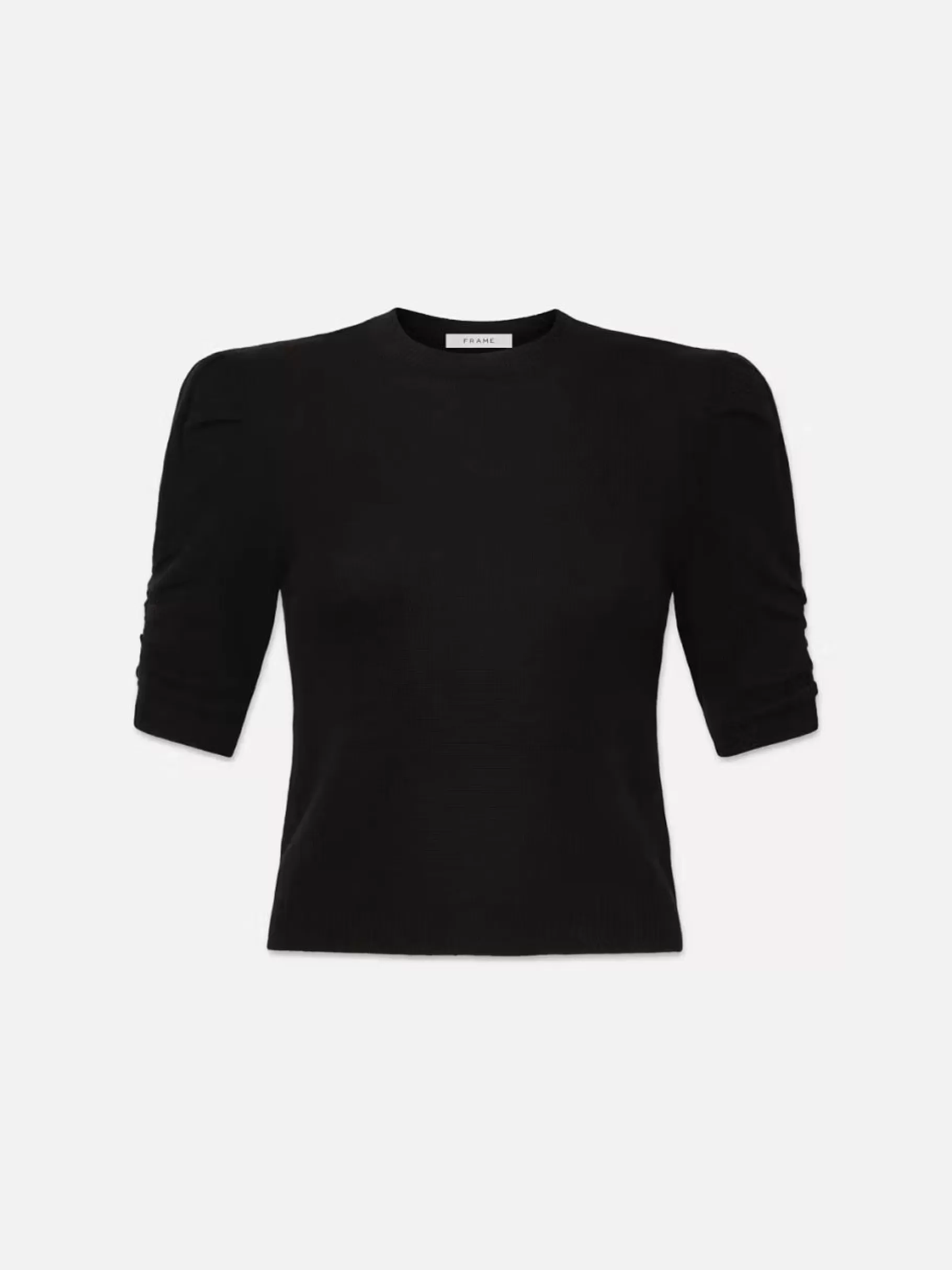 Sweaters*FRAME Ruched Sleeve Cashmere Sweater in Noir