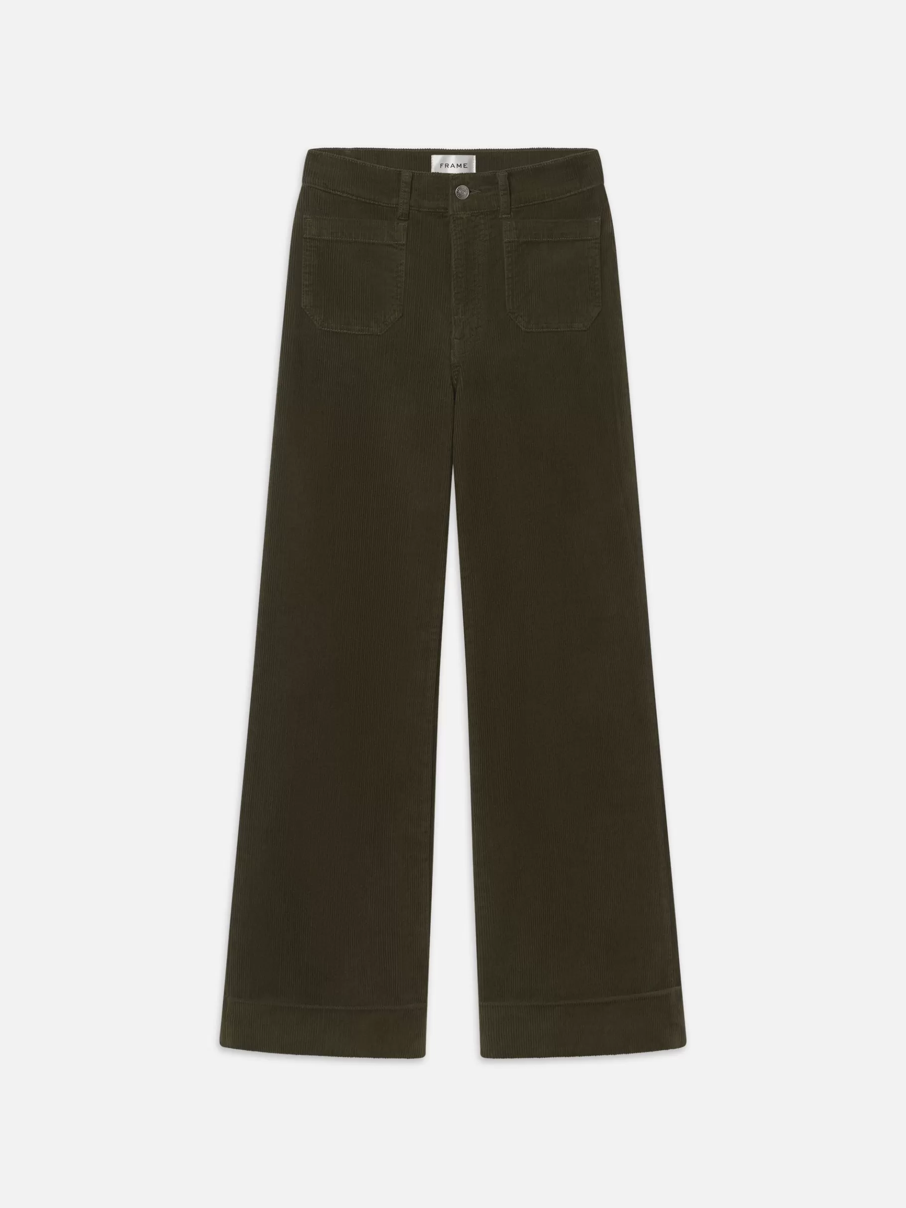 Wide Leg*FRAME 70's Cropped Wide Leg Corduroy in Rich Military Richmilitary