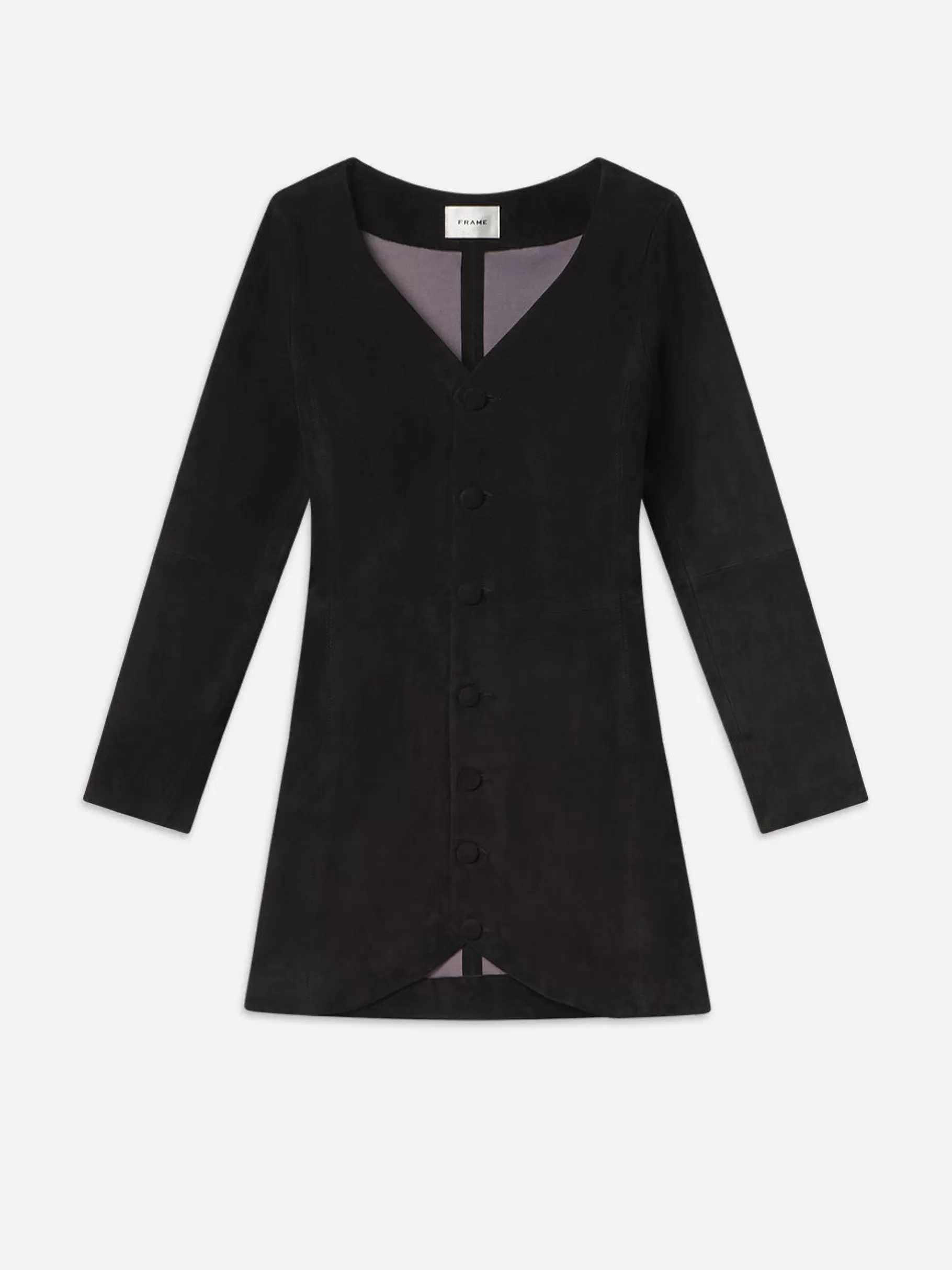 Leather & Suede | Dresses & Jumpsuits*FRAME Suede Button Front Mini Dress in Black