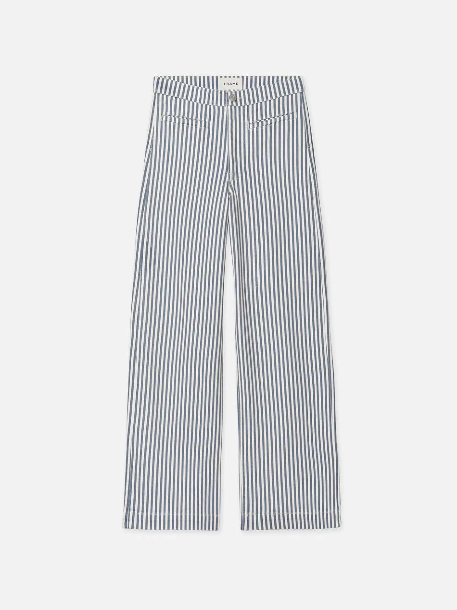 Wide Leg*FRAME Tailored Trouser in Seaport Stripe Seaportstripe