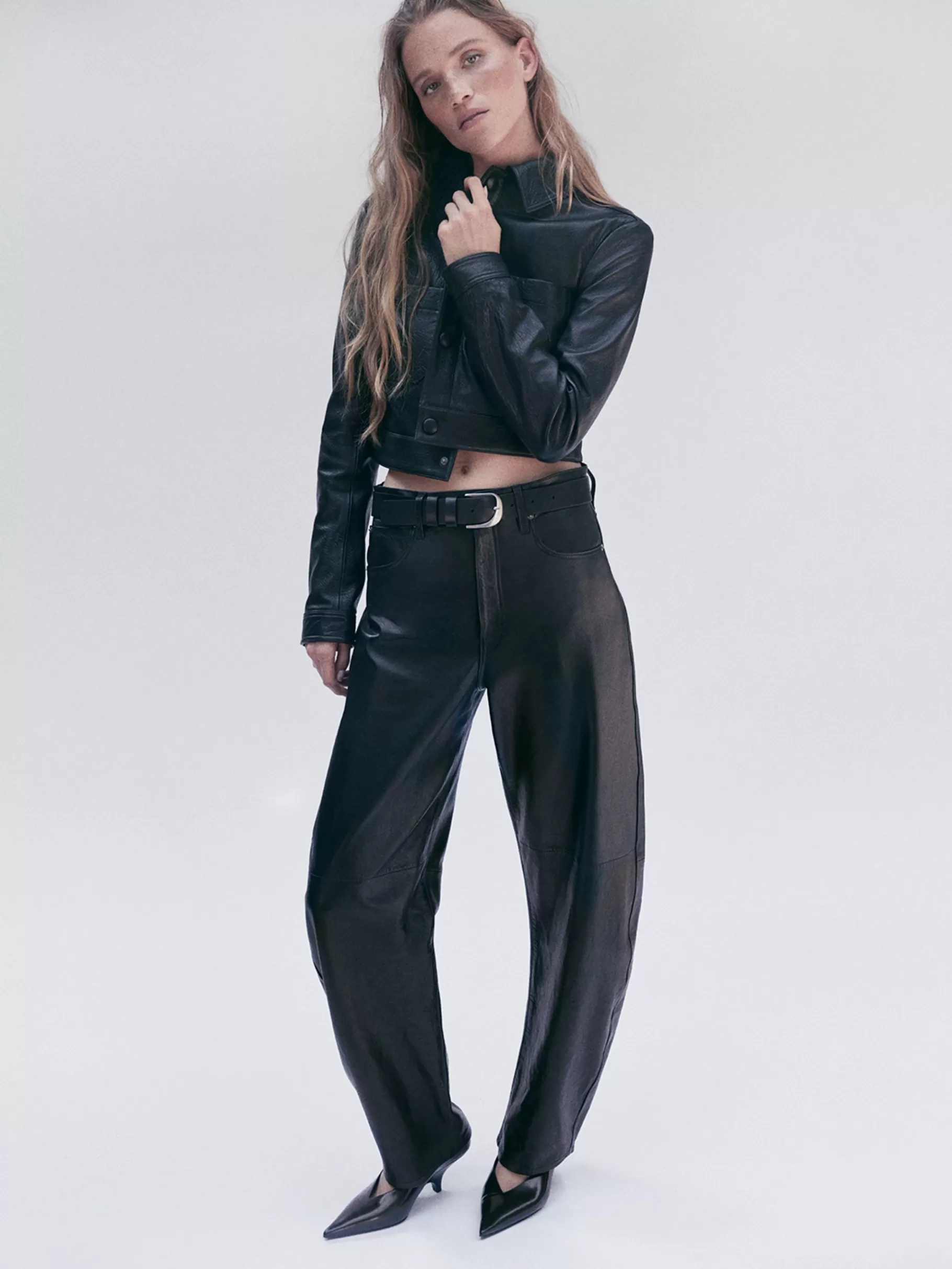 Leather & Suede | Pants*FRAME The Leather Bubble in Black