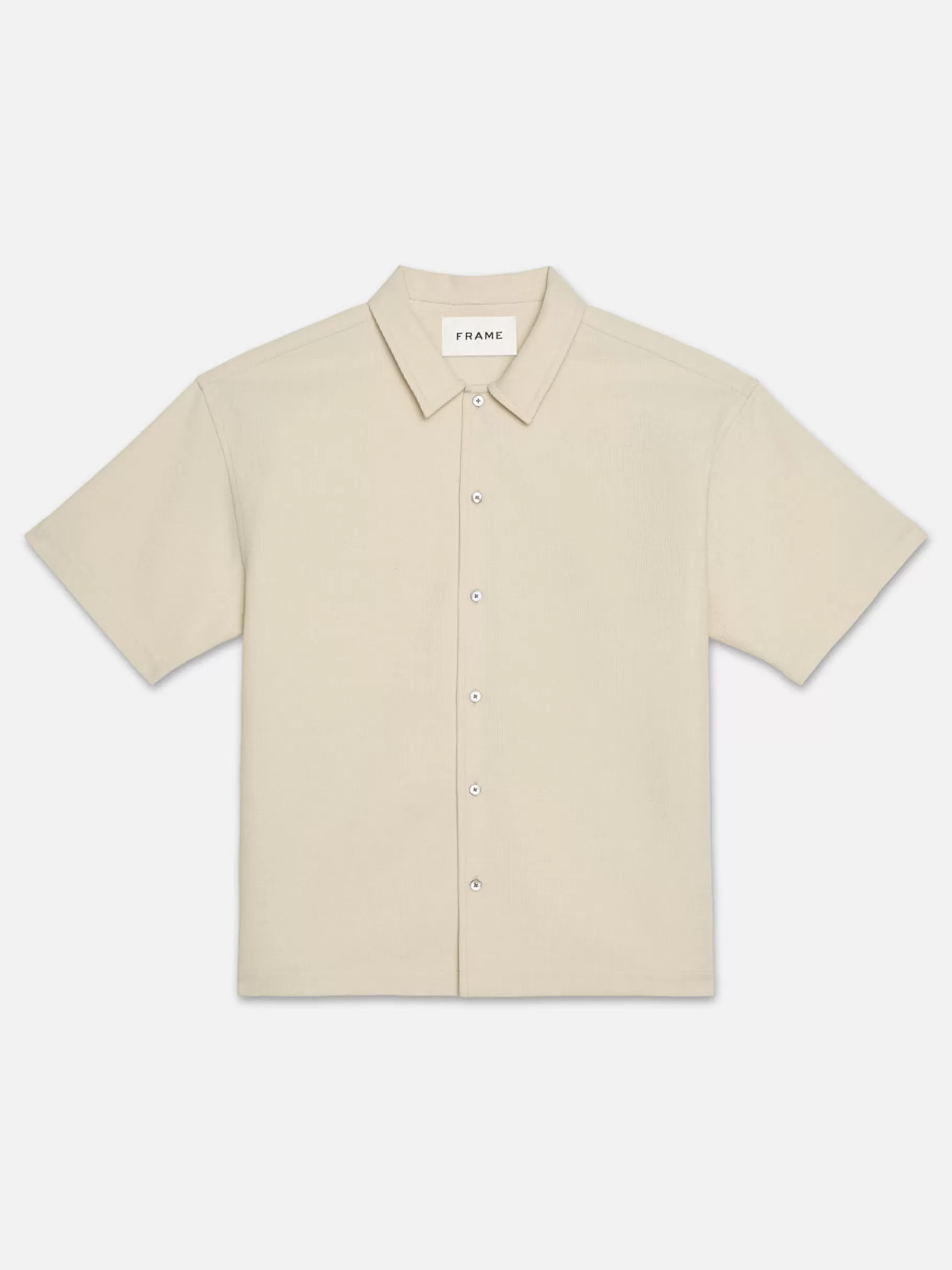 Shirts*FRAME Waffle Textured Short Sleeve Shirt in Beige