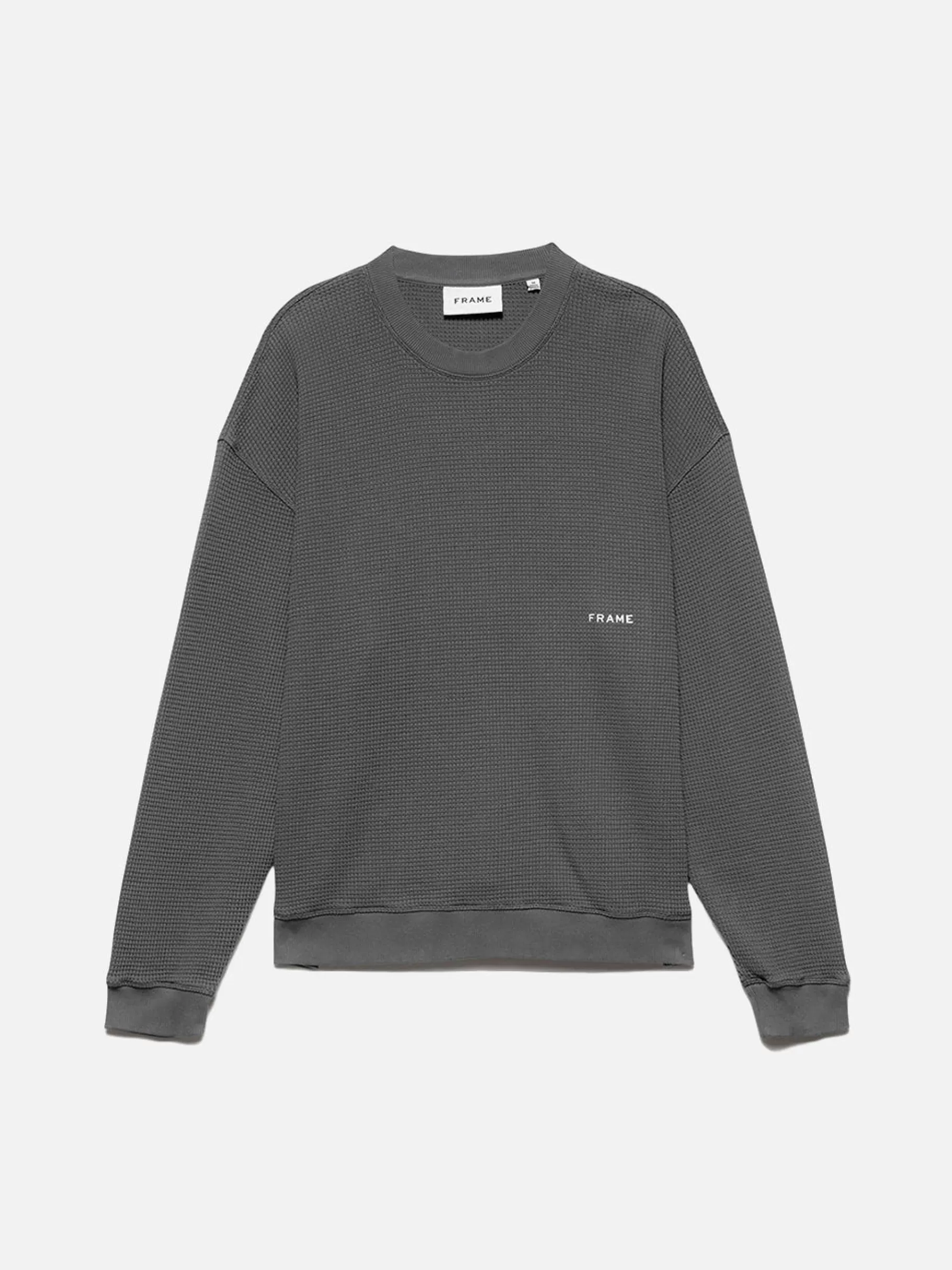 Sweaters & Hoodies*FRAME Waffle Textured Sweatshirt in Charcoal Grey Charcoalgrey